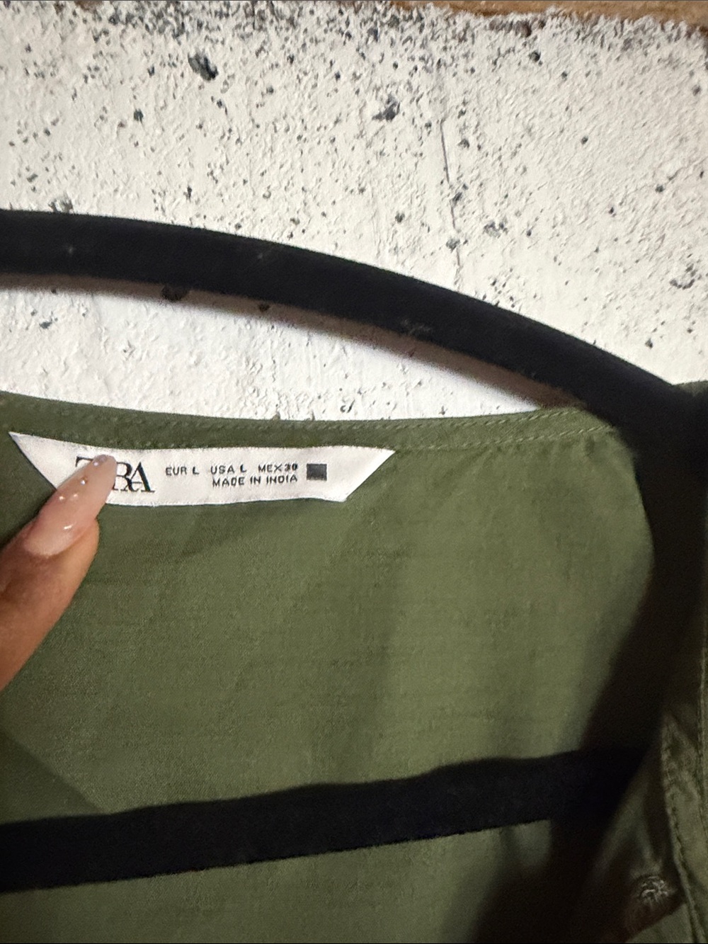 Zara Olive Dress with White Detailing, L - Picture 12 of 13